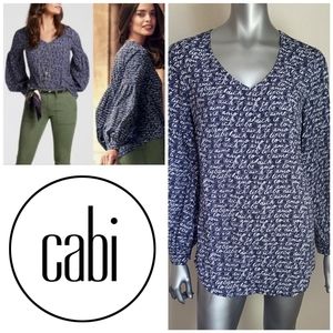 218. NWT CAbi Blue & White Blouse Style #5336
